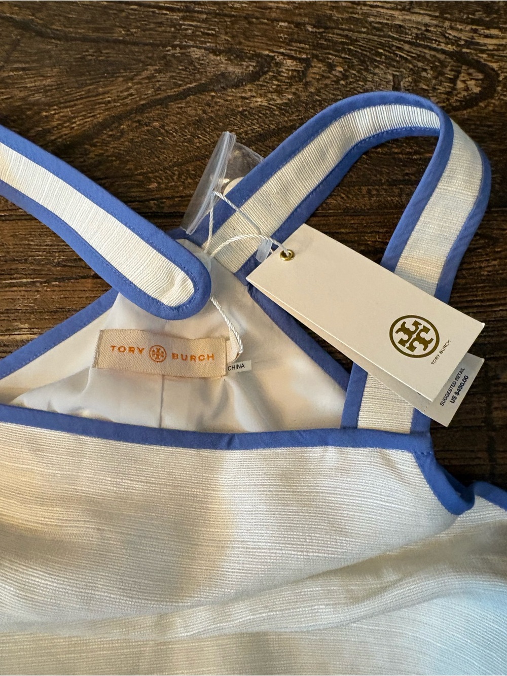 Tory Burch Emilia Dress Women Size 4 White Blue NWT Floral Botanical A-Line Mini - Picture 7 of 11